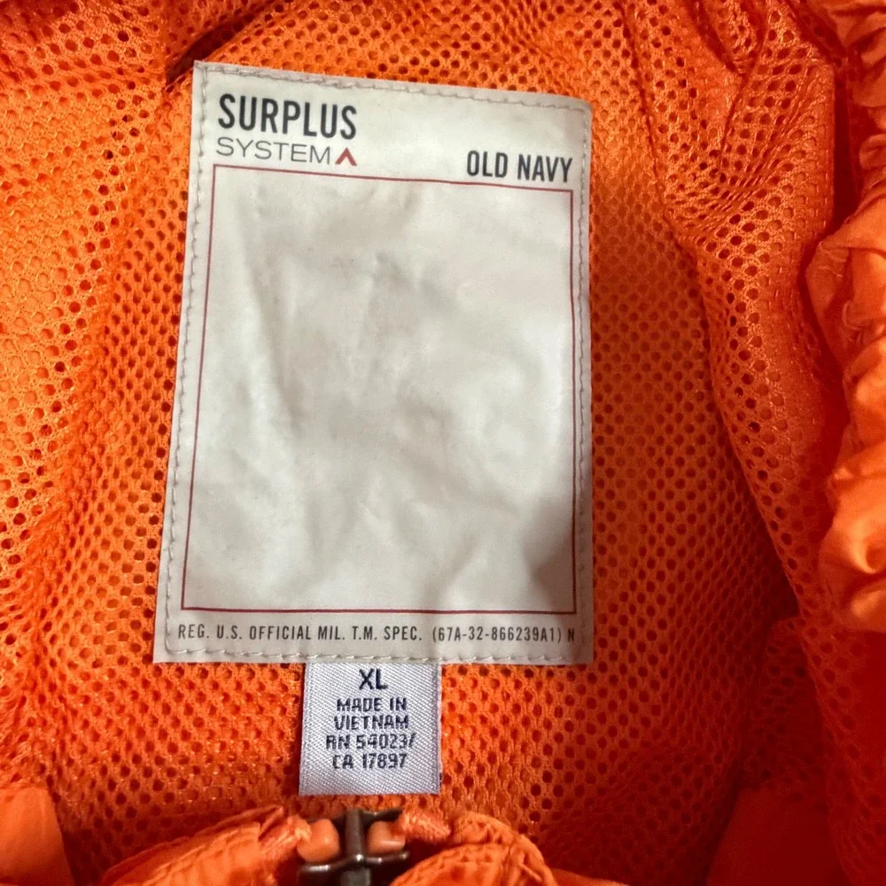 Old Navy Windbreaker Anorak Mens XL Orange Surplus System Rain Jacket VTG y2k